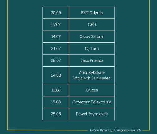 Kalendarz koncertów w Przystani Nautica w 2025 roku